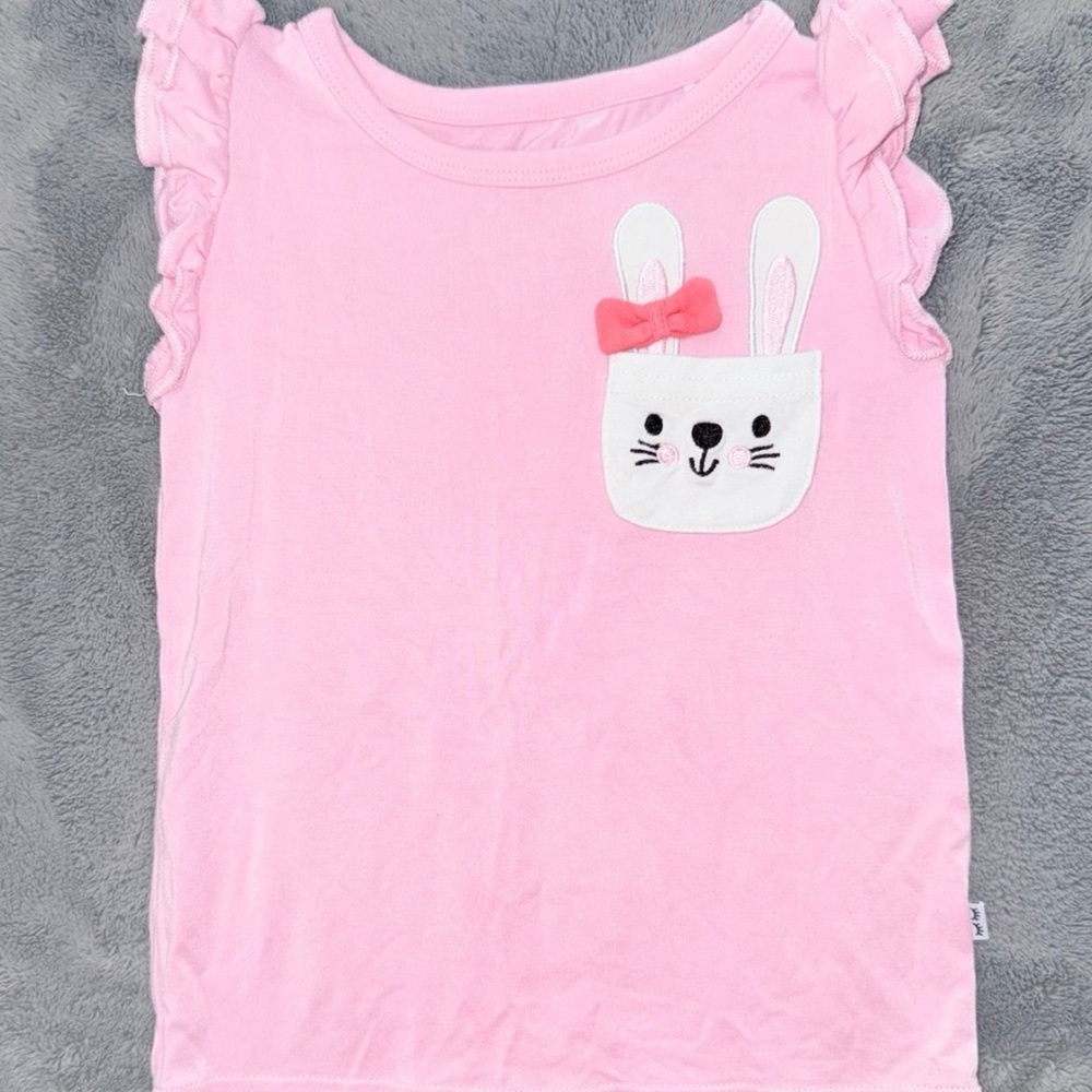 Little Sleepies 18-24 Daywear Play Bamboo Easter Bunny Flutter Sleeve Shirt - Picture 1 of 2